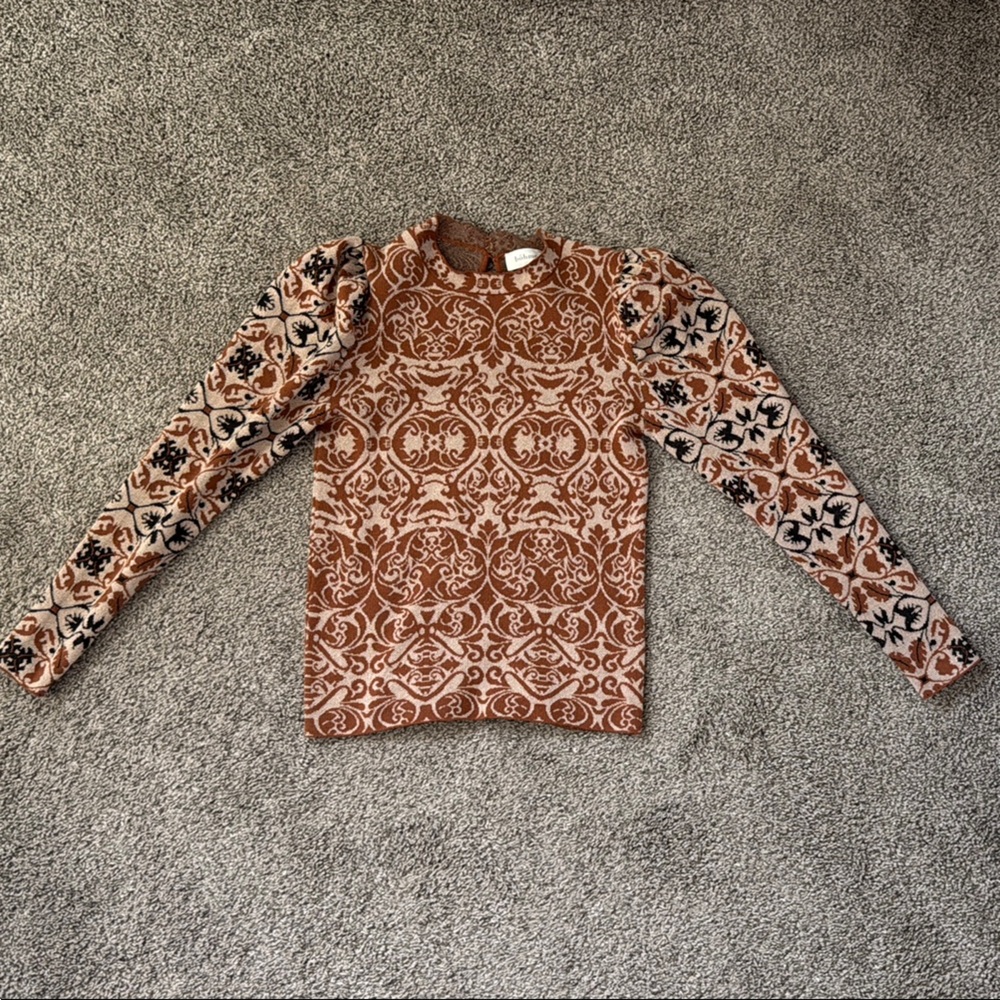 Bohme Brown Patterned Crew Neck Sweater